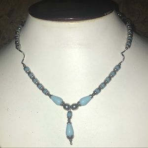 VINTAGE BABY BLUE NECKLACE *STERLING SILVER